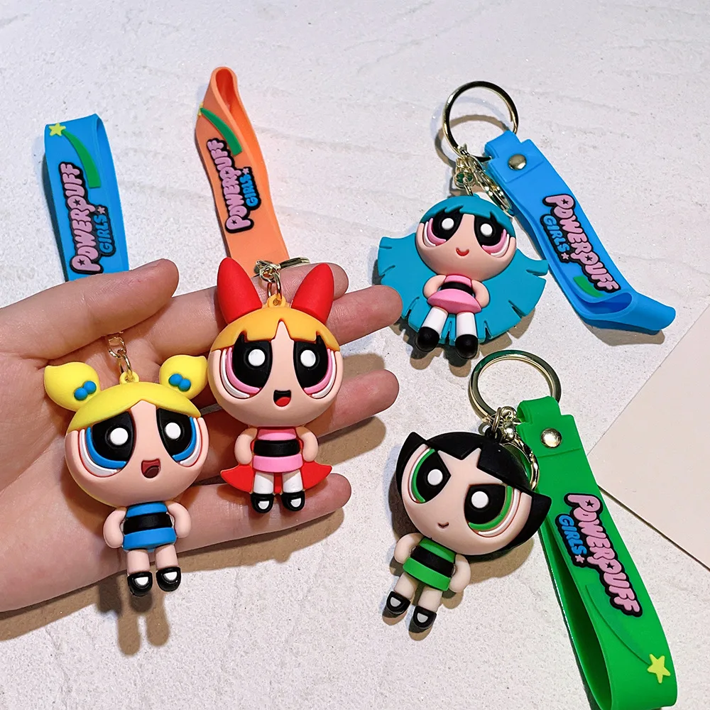 Super cute! Powerpuff Girls cartoon keychains, Blossom, Bubbles and Buttercup gathered, start a childlike collection. view 4