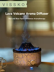 Volcanic Flame Humidifiers Air Aroma Diffuser 560 ML Essential Oils Humidifiers Wth R/C Night Light Flame Diffuser For Bedroom