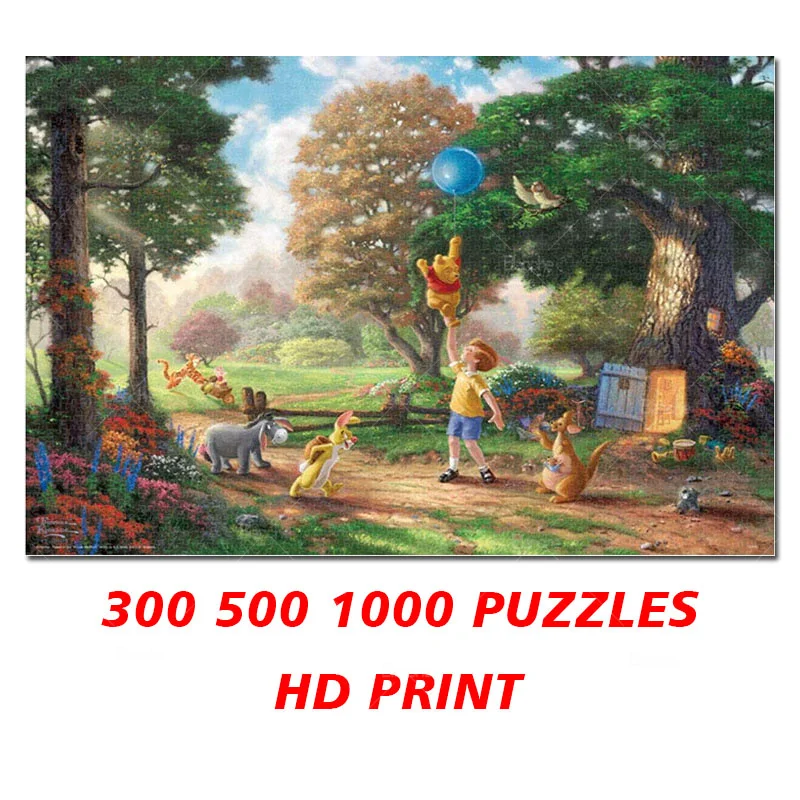 

Winnie The Pooh Forest Tree Cabin Happy Harmonious Disney Puzzles 300 500 1000PCS Paper Jigsaw For Kids Teens Like Room Ornament