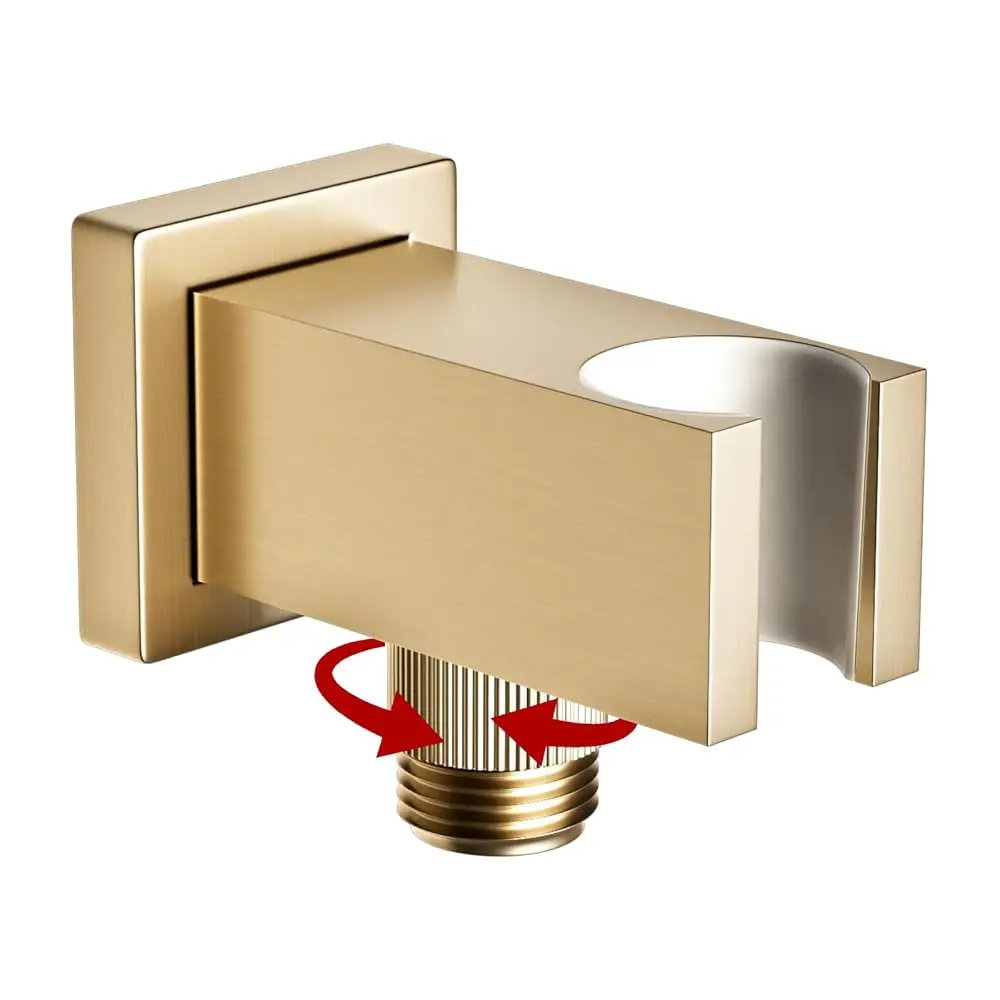 

Bathroom Brass Square Wall Mount Handheld Shower Head Holder Water Supply Elbows with On/Off Flow Control Valve Bracket (Brus