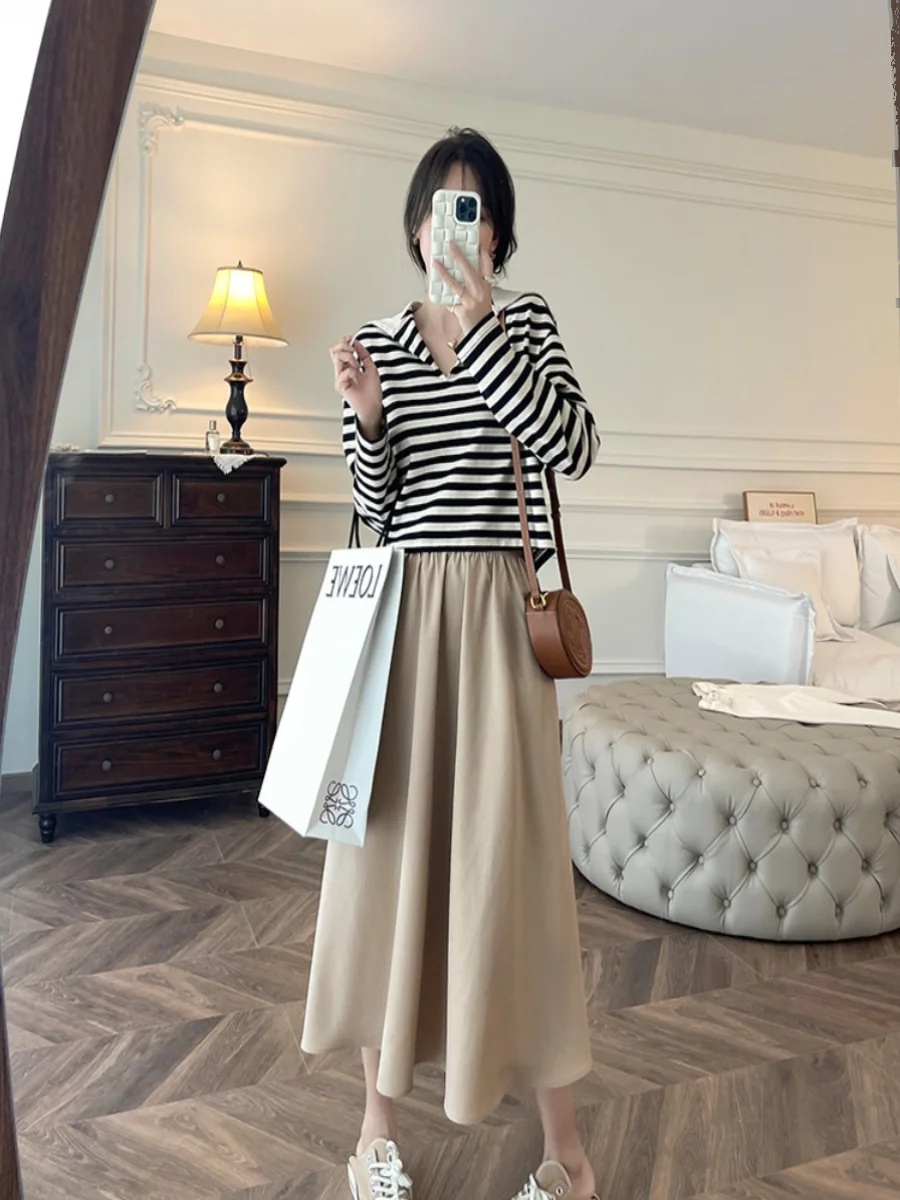 

ZSS ER Осенняя новинка: хлопковый свитшот с отложным воротником, в полоску, с цветовыми блоками, для повседневной носки, с длинными рукавами