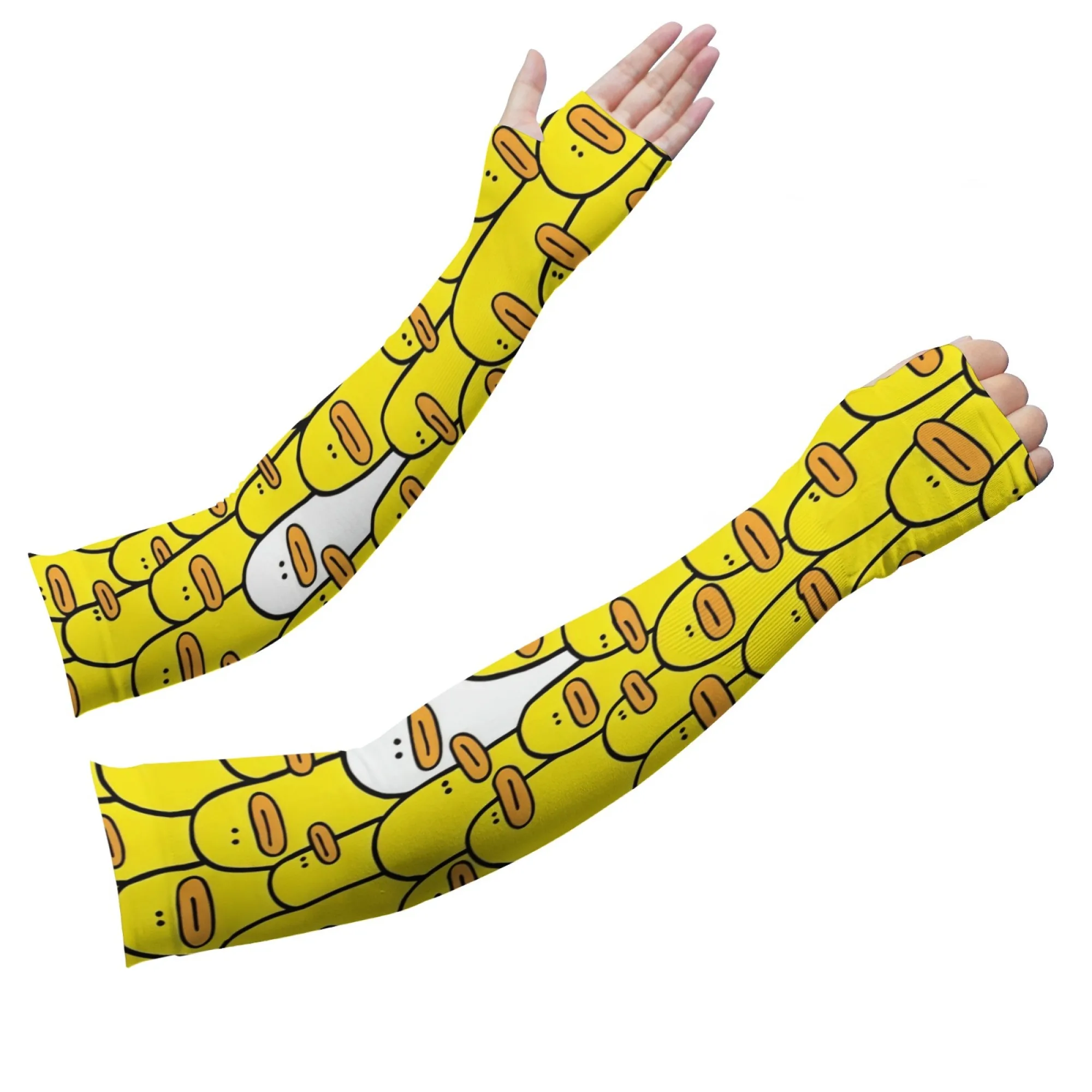 

Funny Flat-billed Duck Print Sunscreen Arm Sleeves Outdoor Sports Non-slip Comfortable Breathable Ice Sleeves Unisex Sleeves