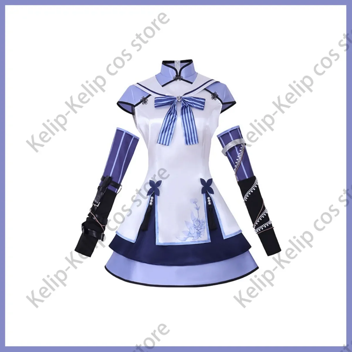 Anime Virtual YouTuber Seren Azuma Cosplay Costume Virtual Uploader Wig Chinese Style Blue Cheongsam Woman Lovely Festival Suit