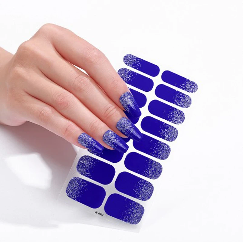 Involucri per unghie glitterati di colore puro Adesivi per unghie a copertura totale Fai da te Bellezza Nail Salon Decorazione artistica Decalcomanie per smalto Suggerimenti per patch per unghie