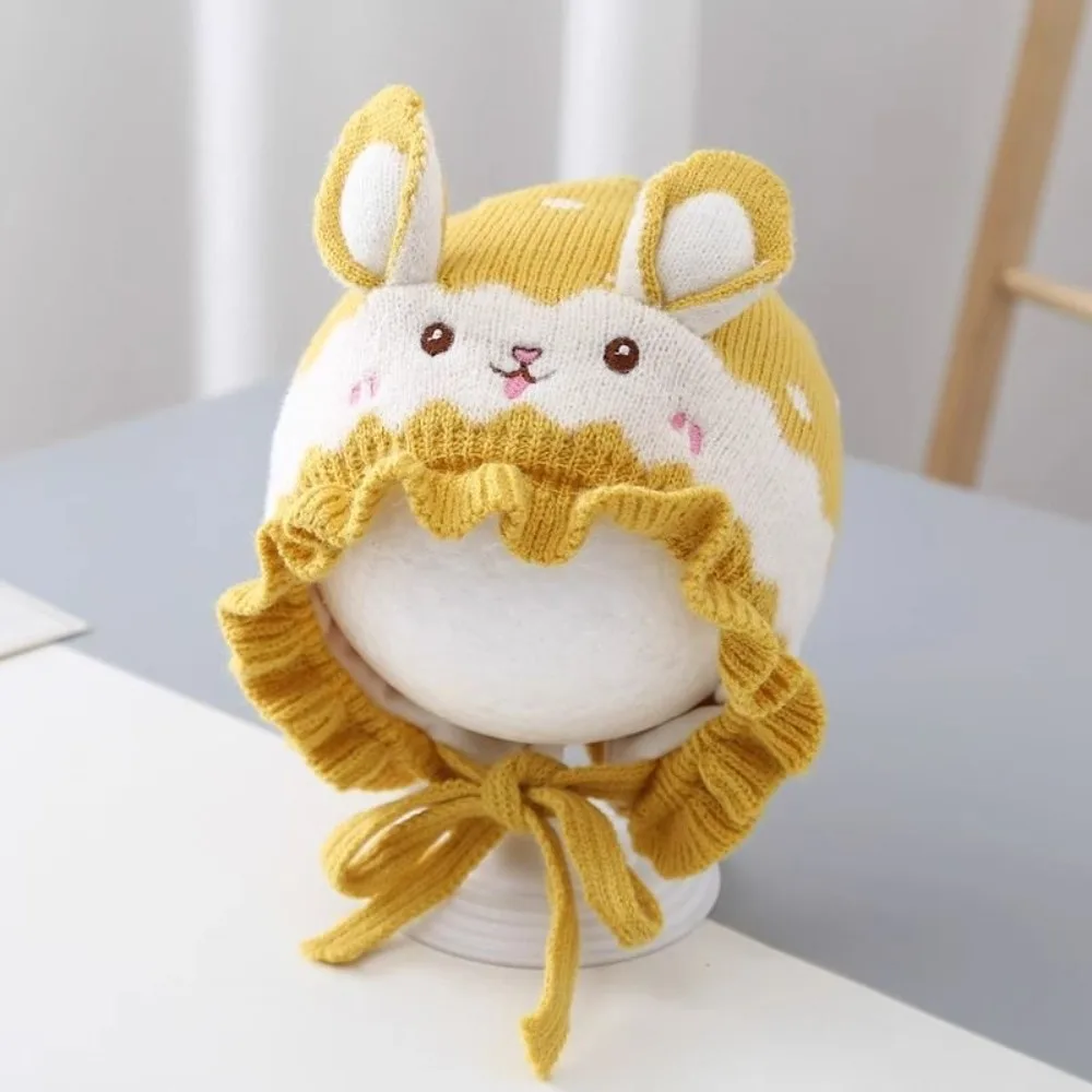 

Fashion Rabbit Ear Baby Knitted Hat Solid Color Soft Infant Beanie Hats Wool Thicken Kids Pullover Cap Windproof