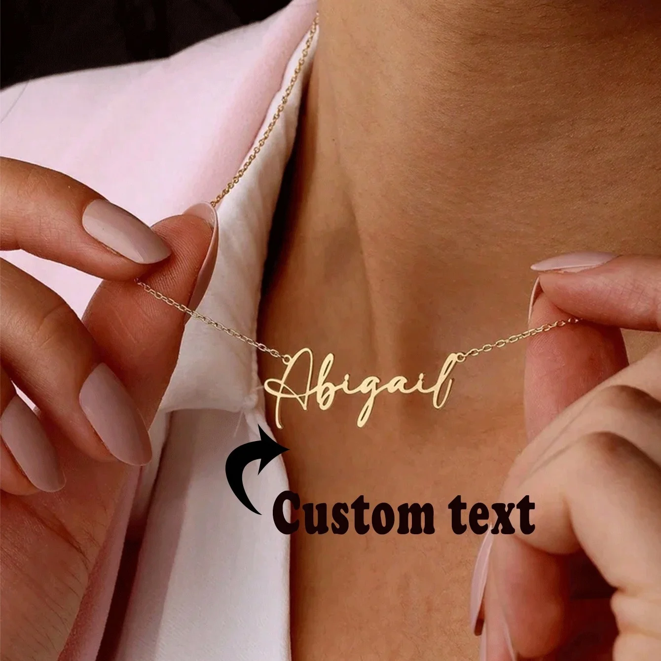

Customized Signature Name Necklace For Women Gold Color Stainless Steel Letter Necklace Personalized Jewelry Birthday Party Gift