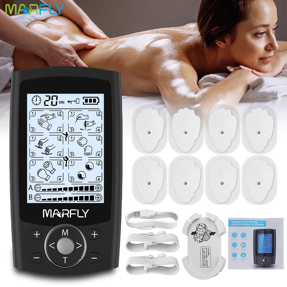 

24 Modes 20 Intensity Eletric Pulse Tens Muscle Stimulator EMS Digital Physiotherapy Acupuncture Body Massager Relax Pain Relief