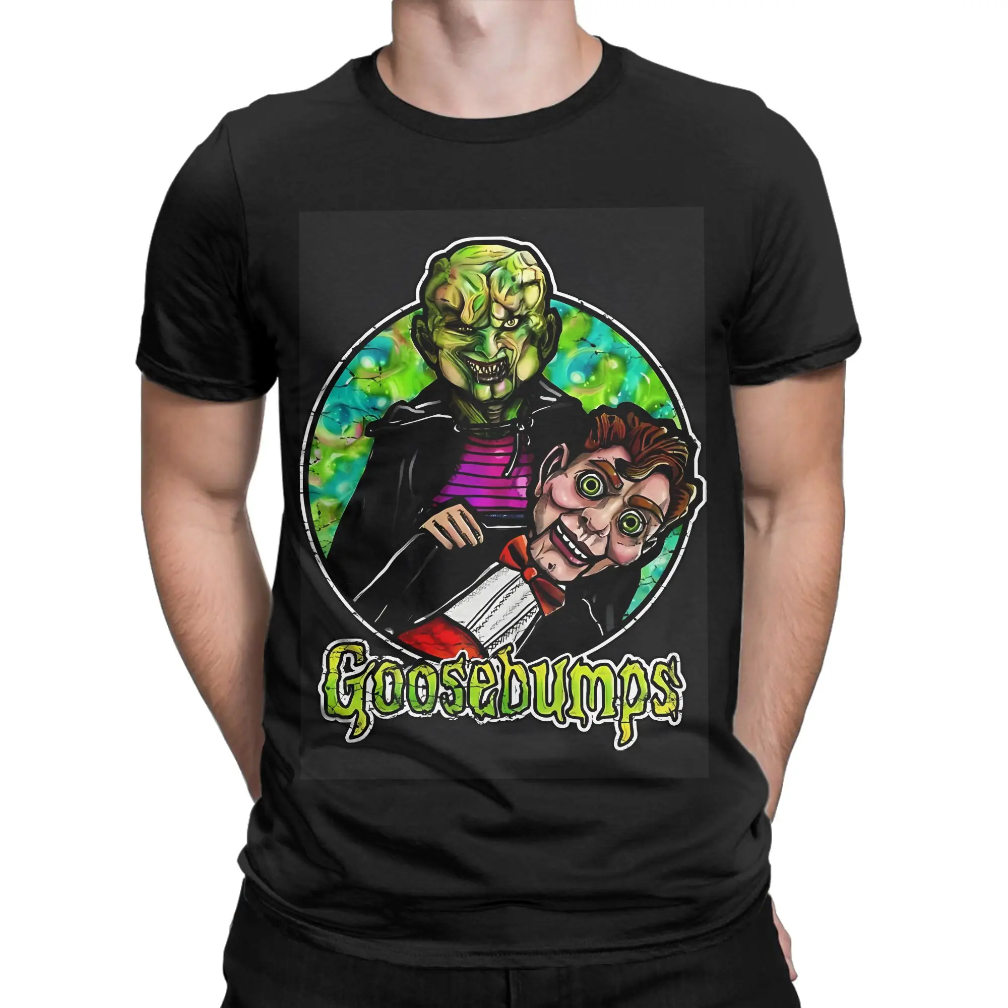 Goosebumps black painting Novelty Graphic 100% Cotton T-Shirt Goosebumps Tops Tees For Men