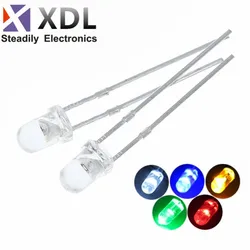 100Pcs F3 Ultra Bright 3MM Round Water Clear Green/Yellow/Blue/White/Red LED Light Lamp Emitting Diode Dides Kit