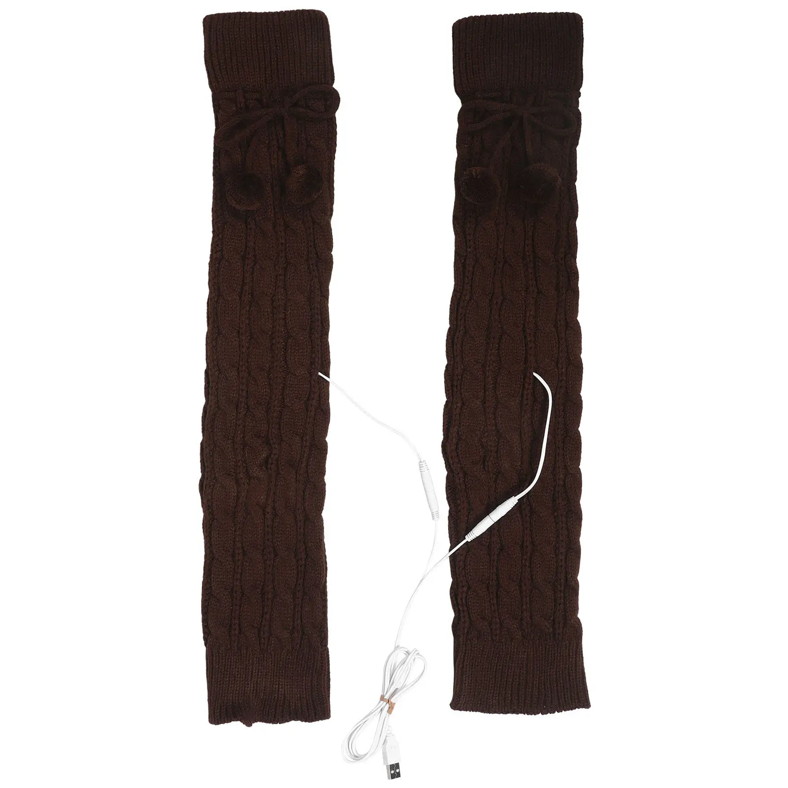 

Пара электрических грелок для ног с USB-подогревом, вязаные термоноски для велоспорта, пеших прогулок и зимнего использования, длинные вязаные гетры