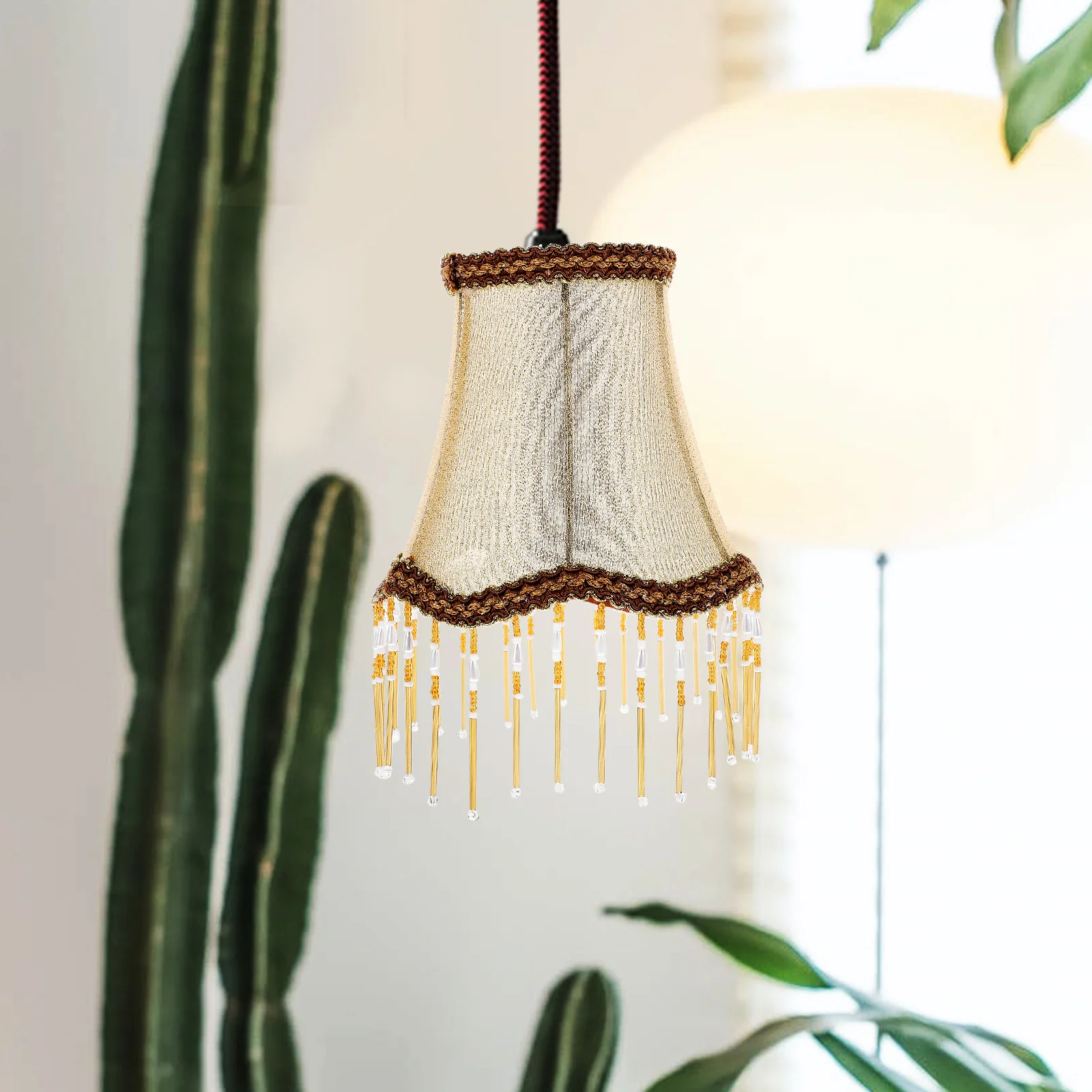 

Crystal C Lampshade European Hanging Bead Wall Cloth Wave Iron Drum Retro Lights Small Desk Safe Lighting Accessories