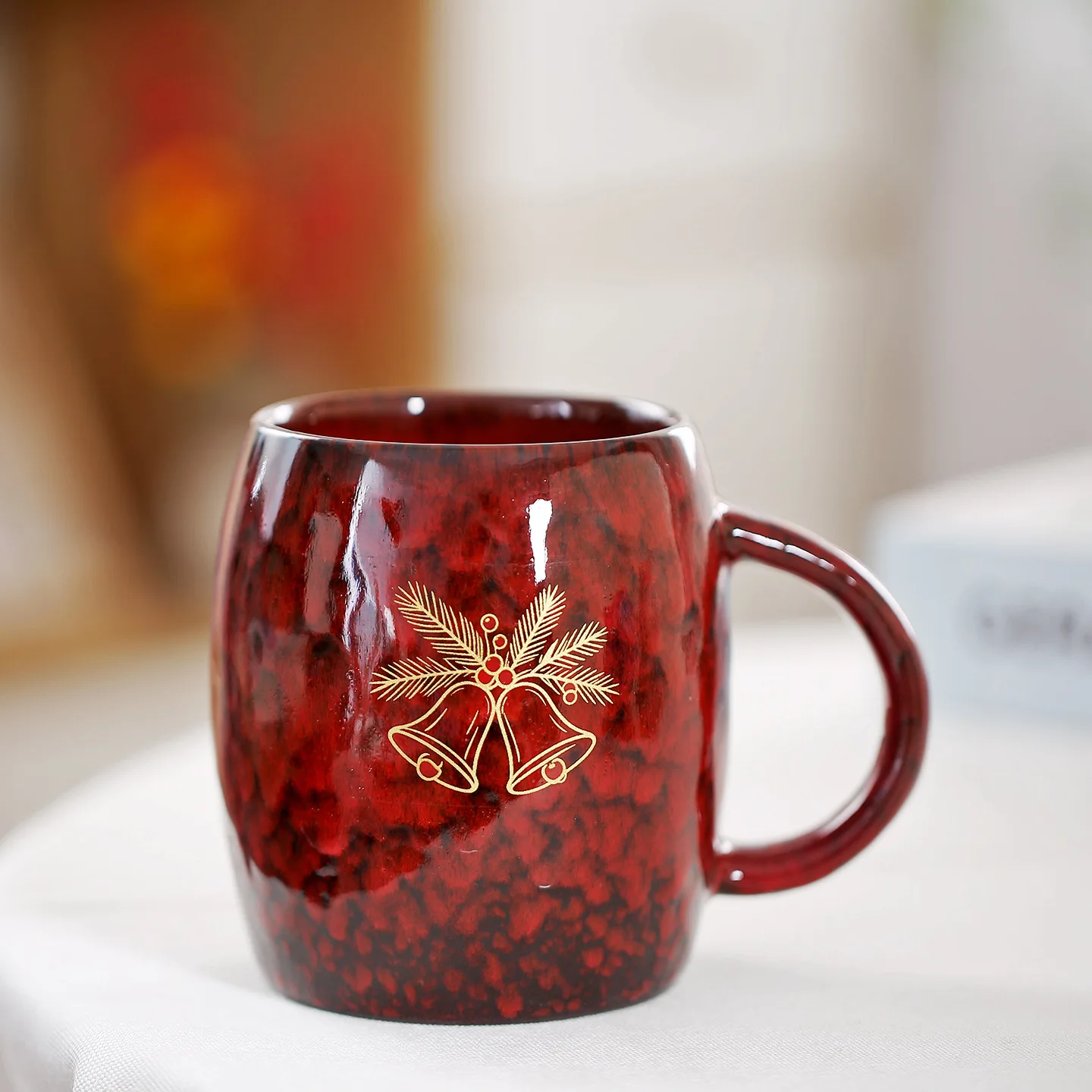 Exclusive Ceramic Mug With Kiln Fired Glaze Effect Featuring Bell Design Large Capacity Simple Style Suitable