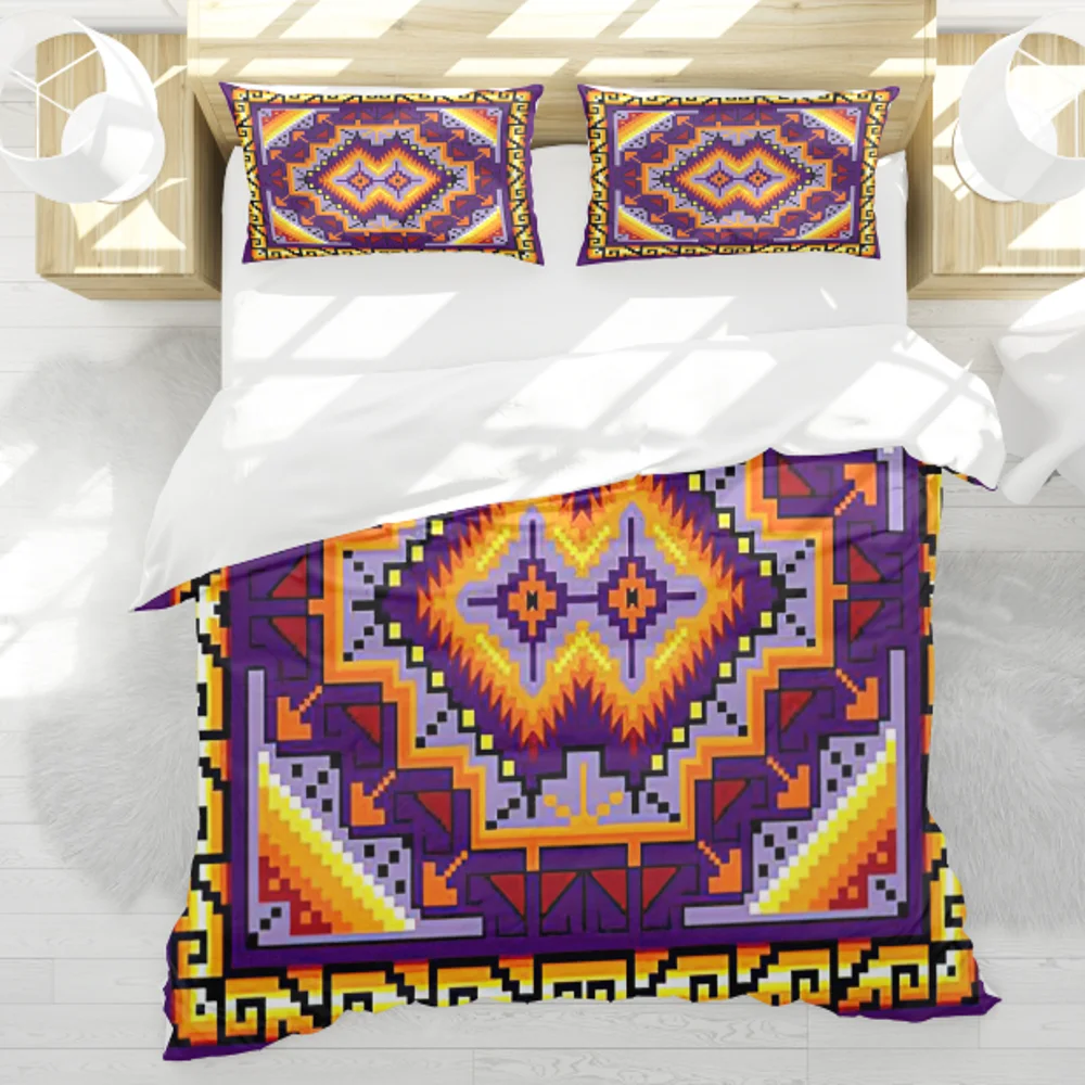 Mandala Duvet Cover Set Yellow and Purple Bedding Set Queen King Double Home Bed Cover 3 Pieces Bedlinen Pillowcases