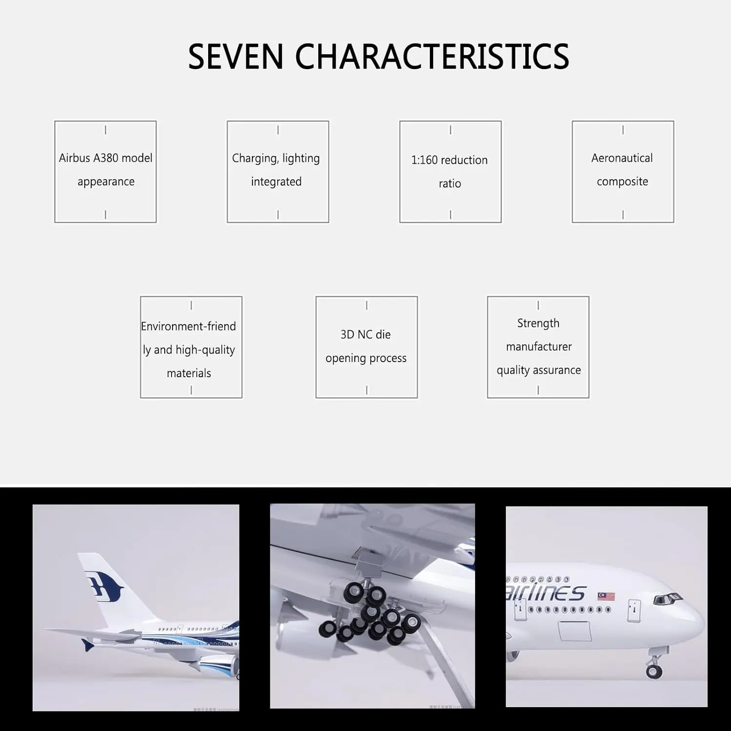 مقياس 1:160 الخطوط الجوية الماليزية A380 نموذج طائرة معدنية مجموعة محاكاة الراتنج المصبوب لهواة الجمع والهدايا