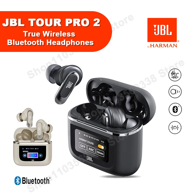 Official Original JBL Tour Pro 2 Wireless Bluetooth Headphones Sports Headset LED Touch Screen Earbuds JBL Tour pro 2 HK version