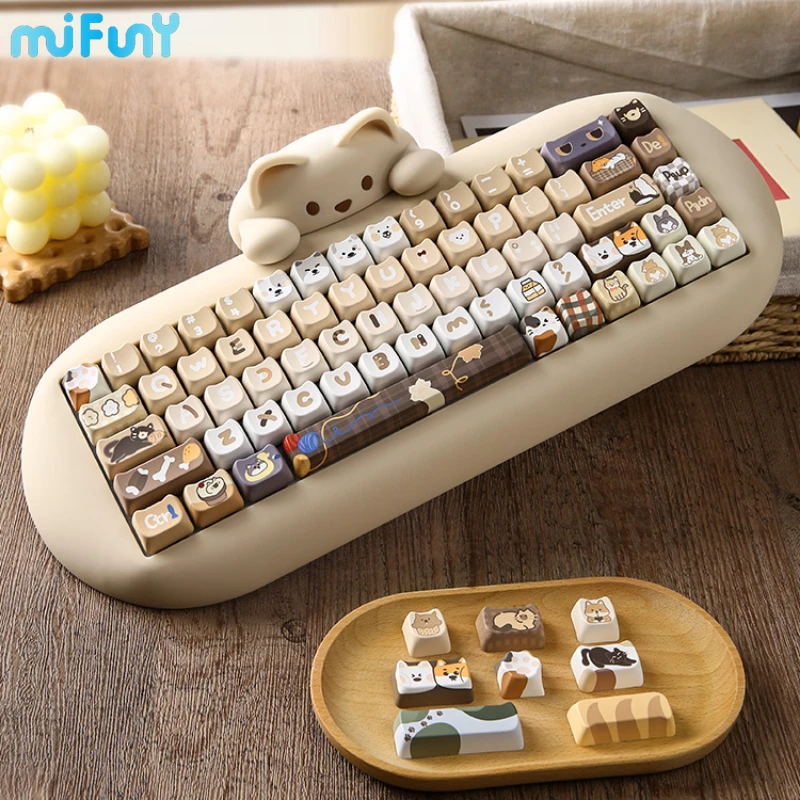 Imagem -02 - Mifuny-gato Bonito e Cão Keycaps Grupo Keycaps Keycap Alta Sublimação Pbt Acessórios Teclado Mecânico Mao Desenhos Animados Bonitos