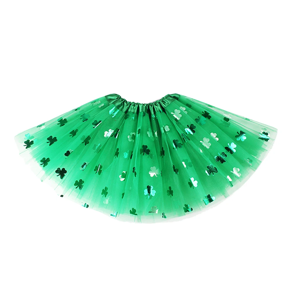 

1pc Tutu 40Cm For Clover Costume Tutu Women St Patrick'S Day Costume Clover Dancing Skirt Green Party Wear Half Skirt
