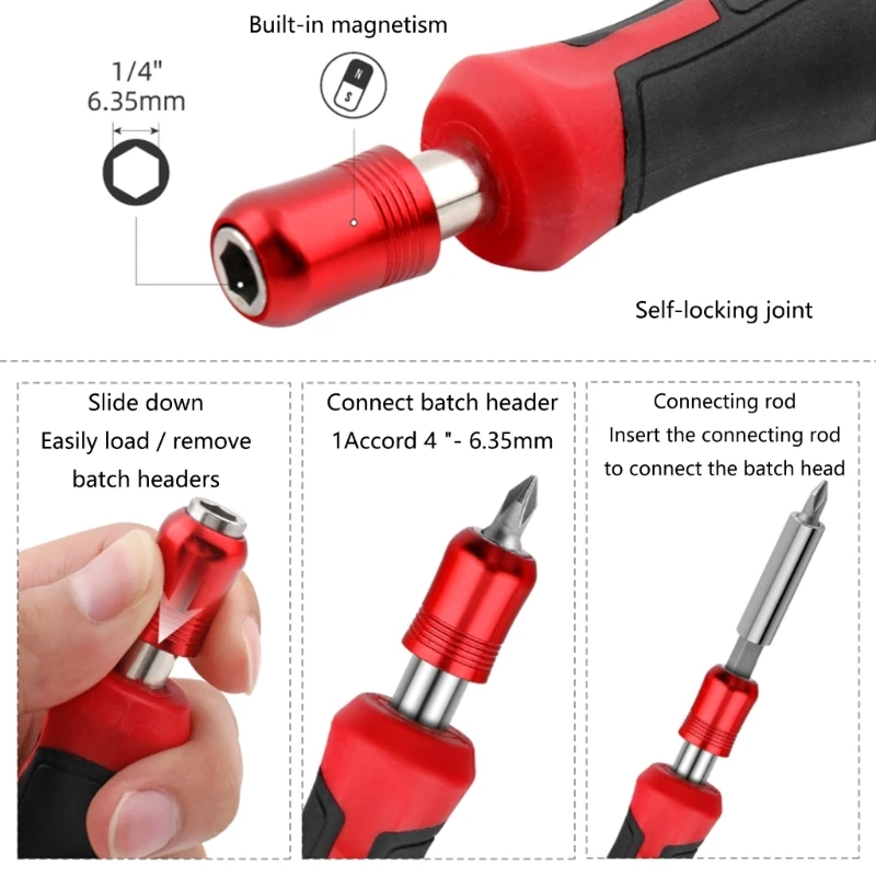 X37E Screwdriver Handle Screw Driver Bits Holder T30 1/4'' 6.35 Hex Screwdriver Holder Multi-Functional Self-Locking Adapter