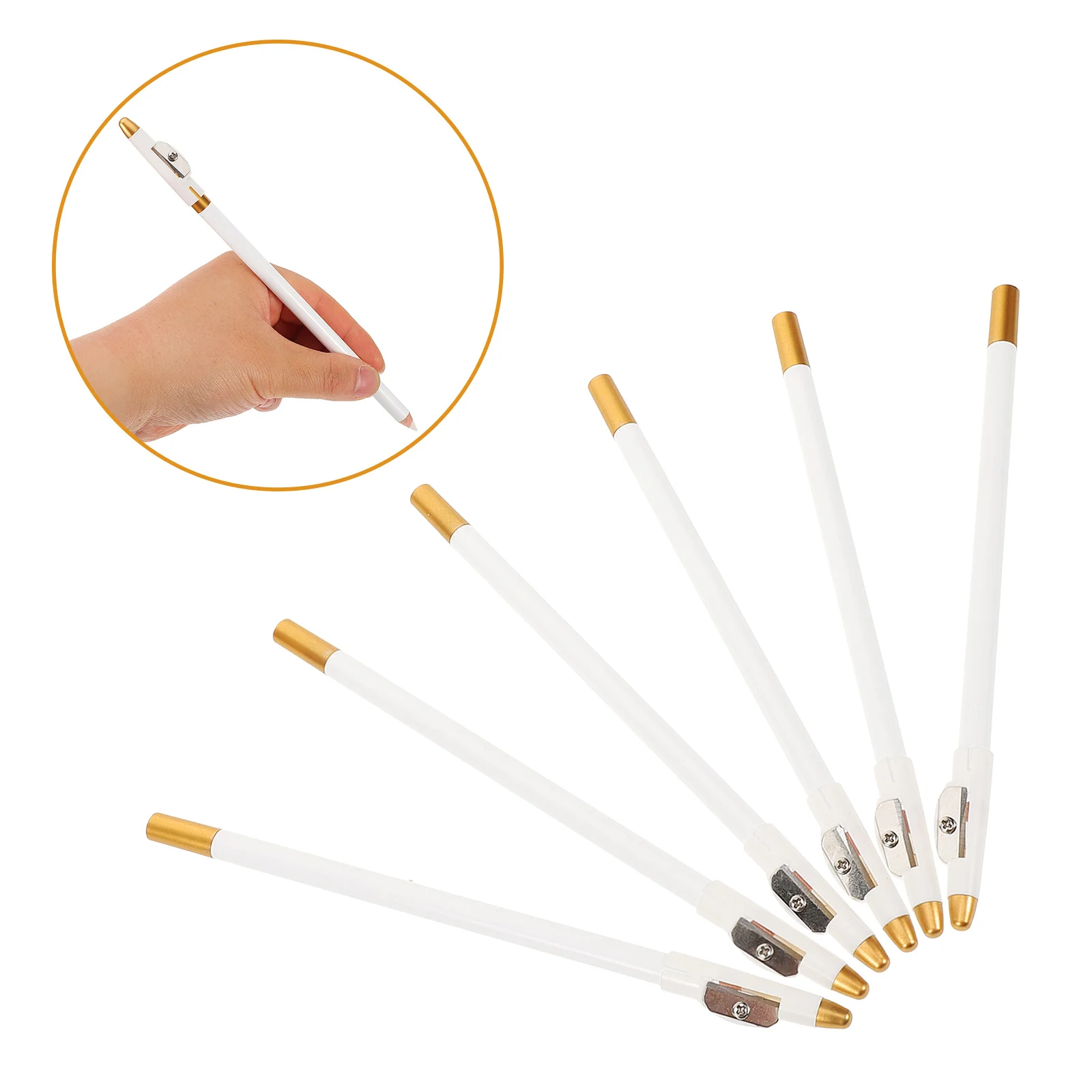 

12pcs White Wooden Eyebrow Pencil Long Lasting Waterproof Sweatproof Natural Look Women Shaper Sharpening Brow Pencil