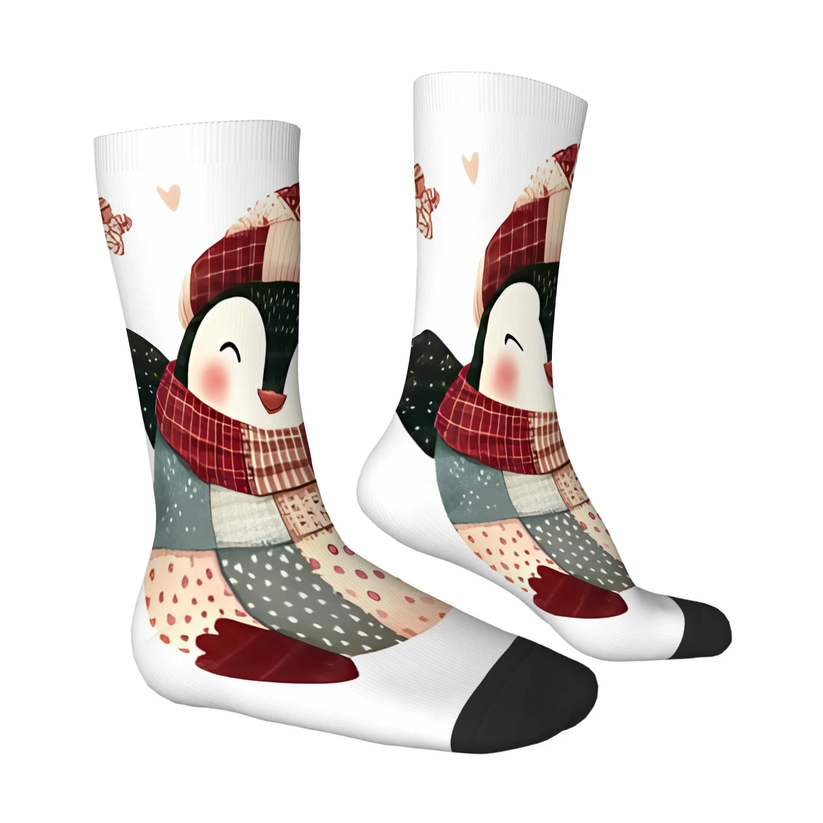 1 pair of Men's colorful building block pattern mid-calf socks, novelty/casual hats, comfortable polyester fiber.