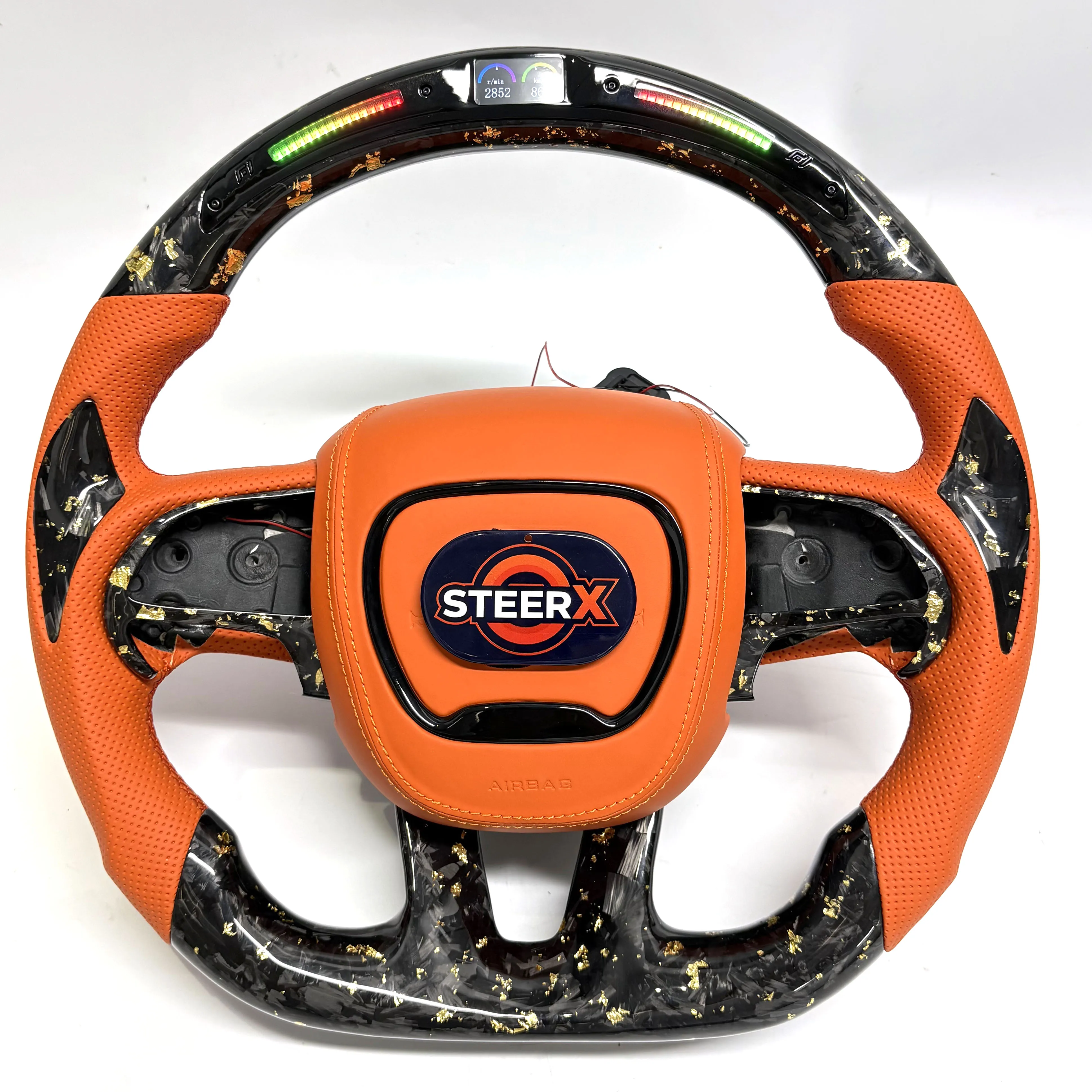 

Изготовленное на заказ светодиодное золотое рулевое колесо из щебного углерода для Dodge Charger Durango Srt Hellcat Grand Cherokee