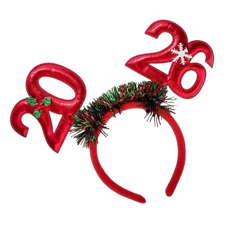 39BD 2026 Schimmernder Neujahrs-Kopfschmuck, Feiertagsparty-Haarreif mit gepolsterter Zahl für Abendpartys und Feiertagsfeiern – Detail 7