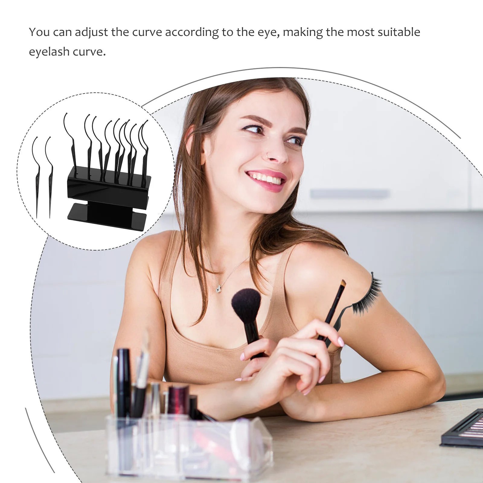 1セットまつげエクステンションショーケースブラックつけまつげディスプレイスタンド12フック付きまつげツールオーガナイザーサロン用