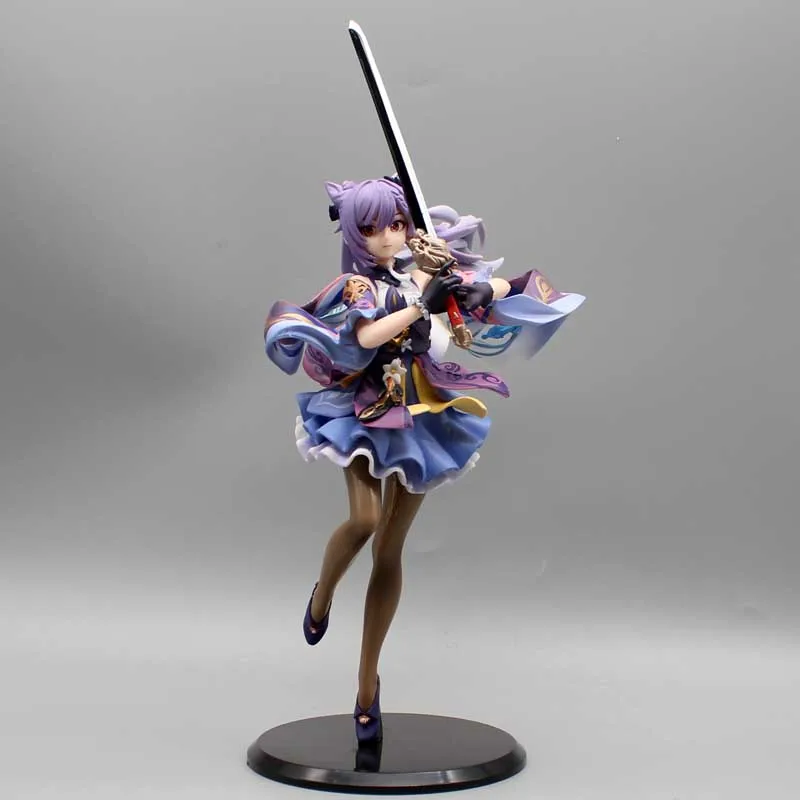 Genshin Impact Keqing Figura Anime, Estatueta de Ação PVC, Estátua, Modelo Colecionável, Ornamentos Kawaii, Brinquedos Bonitos, Presente, 25cm