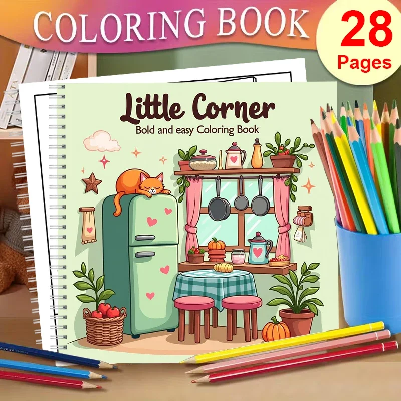 

Книжка-раскраска Little Corners для взрослых, подарок на день рождения, школьные принадлежности, милая книжка для рисования для взрослых