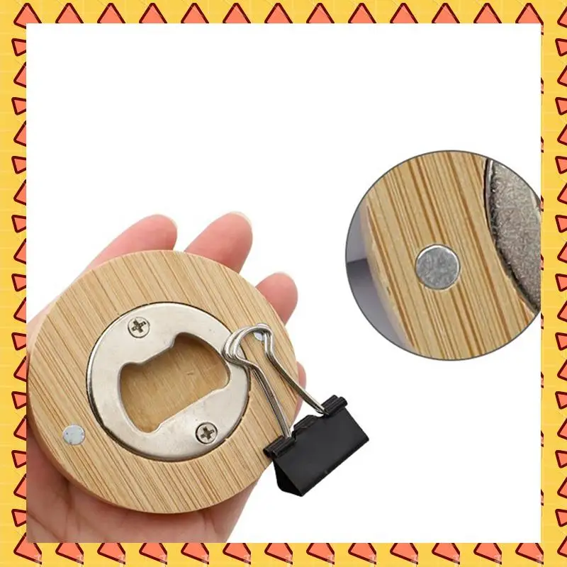 

A008 60 шт. DIY бамбуковые открывалки для бутылок круглой формы подставка магнит на холодильник наклейка на холодильник украшение для бара открывалка для бутылок пива