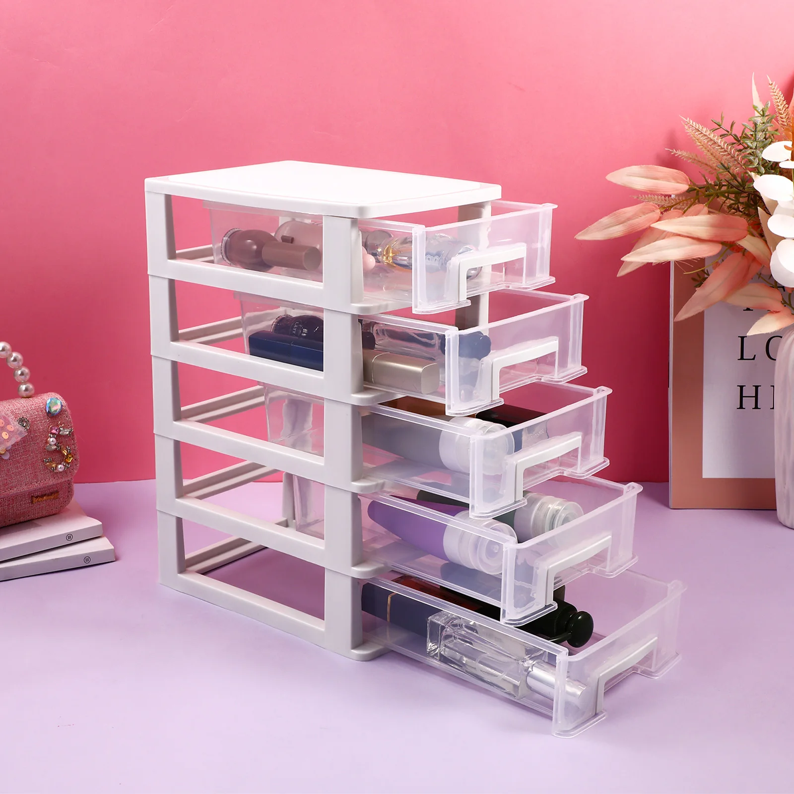 Multiuse 5-layer Storage Cabinet Plastic Drawer Type Closet Portable jewelry Storage box tabletop cosmetics Organizer home decor