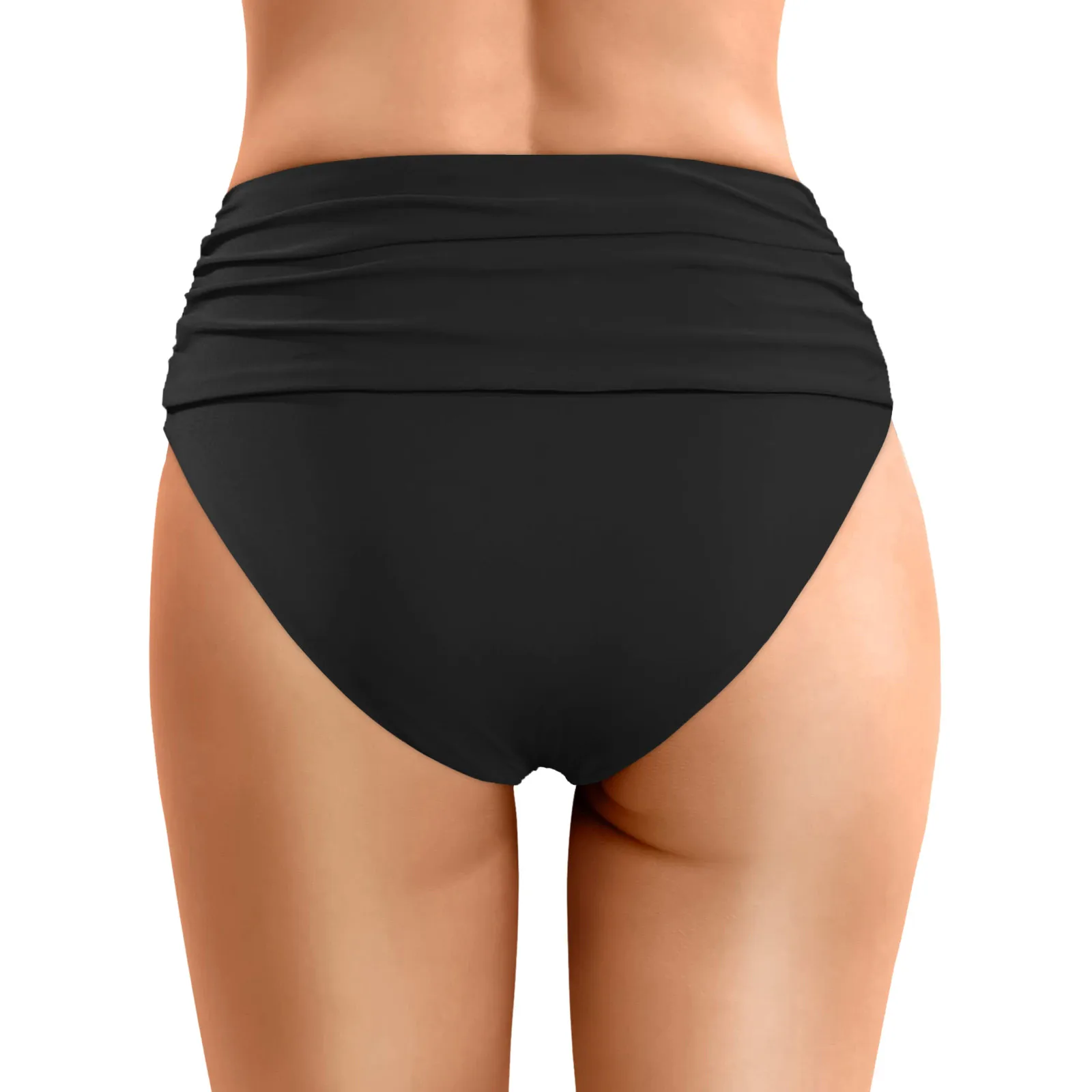 Women High Waist Bikini Bottoms Swim Briefs Beach Ruched Trunks Swim Bottom Bathers Bikini Bottom Women Swimsuit Plus Size