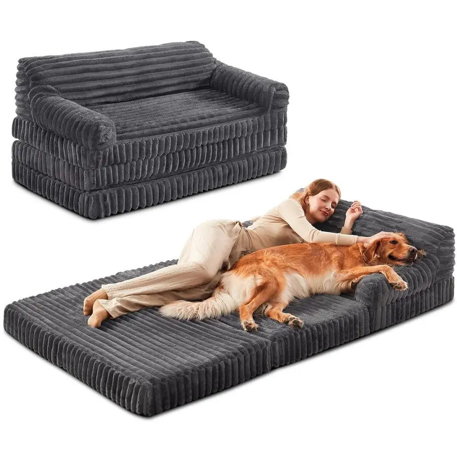 Foldable Human Dog Bed, Orthopedic EggCrate Memory Foam Human Sized Dog Bed for Adult with Washable Removable Cover amp Nonskid
