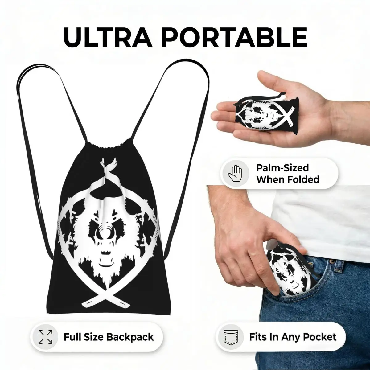 Xavier Wulf Merch Xavier Wulf Logo Drawstring Backpack Sports Gym Bag Lightweight Foldable Storage Drawstring Bag for Men Women