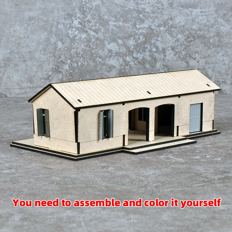 1/35/43/48 1/64 1/72 1/87 HO Maßstab Modellbausatz Miniatur Diorama Architektonisches Gebäude Hausmodell Eisenbahn Unbemaltes Dorf DIY – Detail 1