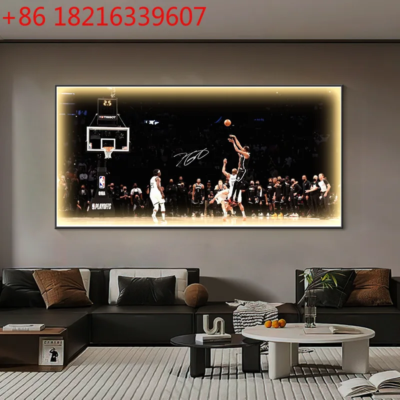 Tema de baloncesto habitación de niño decoración de cabecera sala de estar LED con lámpara mural