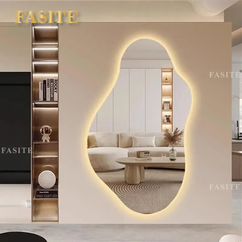 For Frameless Special Shaped Full Length Mirror LED Smart Wall Mounted Hanging Mirror Home Decor Internet Celebrity Style