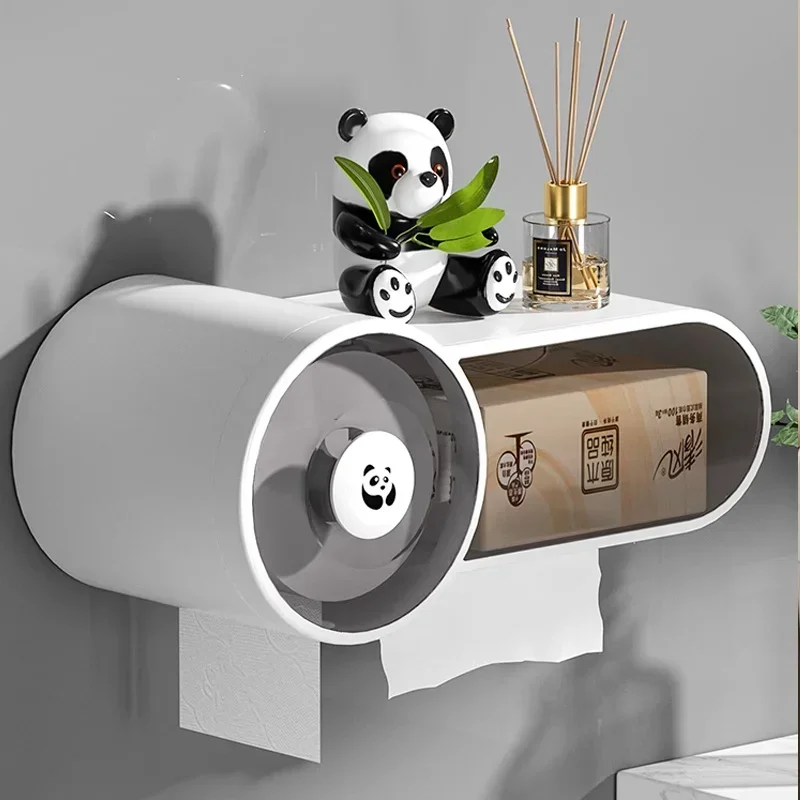 Wall Mounted Paper Roll Holder Toilet Tissue Box Toilet Waterproof Paper Storage Box Toilet Paper Punching Free Storage Rack