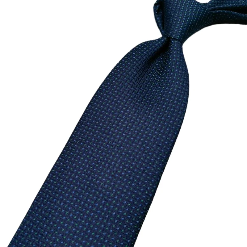 European and American high-end business suit formal men's tie, 8cm navy blue silk men's work commuting British gentleman style