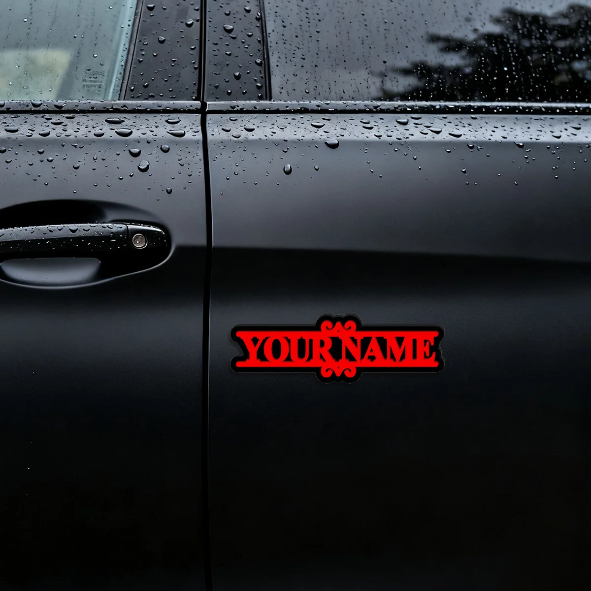 1 Piece Custom YOUR NAME Gothic Art Font Acrylic Car Sticker, Red Color, Waterproof, for DIY Car Styling & Auto Accessories