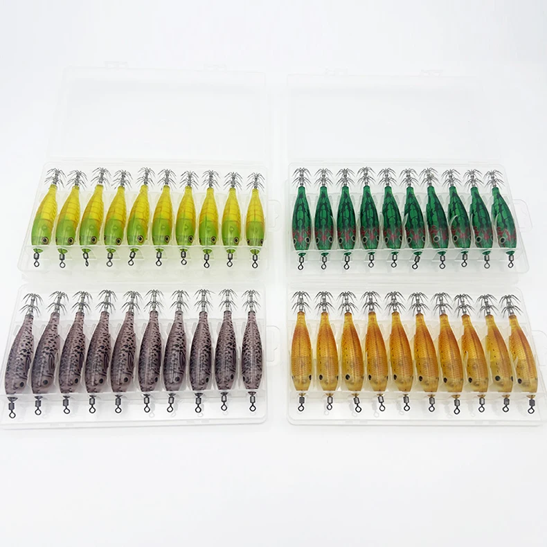 ShareShark 10 Stück/Box 8cm/5,7g Garnelen-Angelköder Leuchtender Tintenfisch-Jig-Haken Meeresfischerei-Zubehör Künstlicher Köder Oktopus-Köder – Detail 14