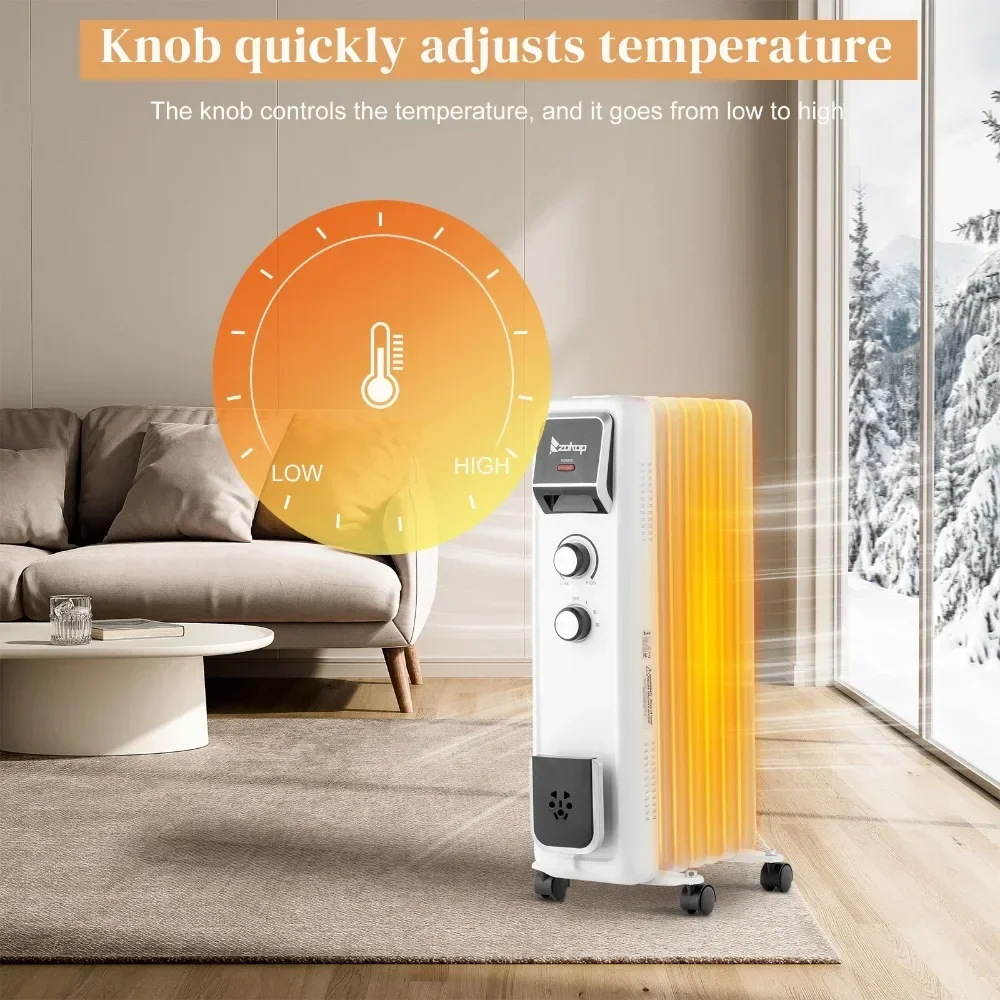 

1500W Portable Electric Space Heater with Adjustable Thermostat 3 Heat Settings Overheat and Tip-Over Protection for Indoor