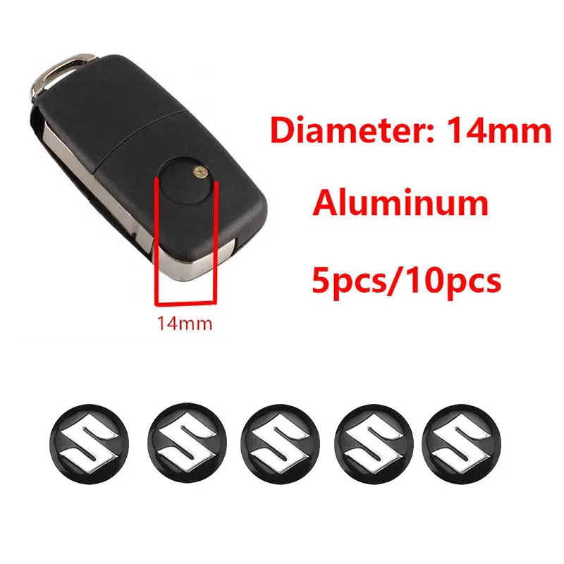 5/10 pçs adesivo chave remota do carro emblema de alumínio decoração decalque para suzuki jimny swift samurai vitara sx4 alto kaiser ingnis