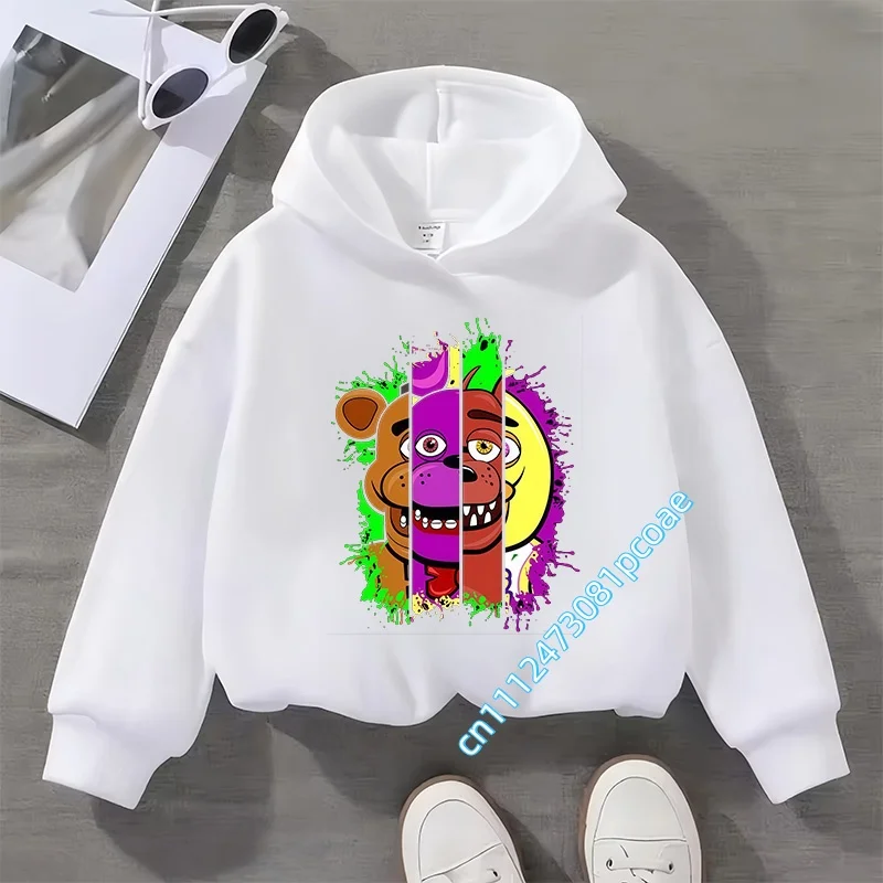Cartoon Print Autumn/Winter Long-Sleeve Children's Hooded Shirt Five Nights At Freddy's Kids Boys' Sportswear Girls' Casual Top
