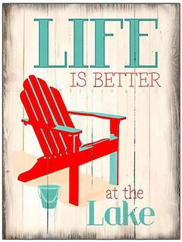 Krouterebs Life is Better at The Lake Country Tin Metal Sign Novelty Retro Garage Bar Kitchen Rule Humorous Vintage Home Family