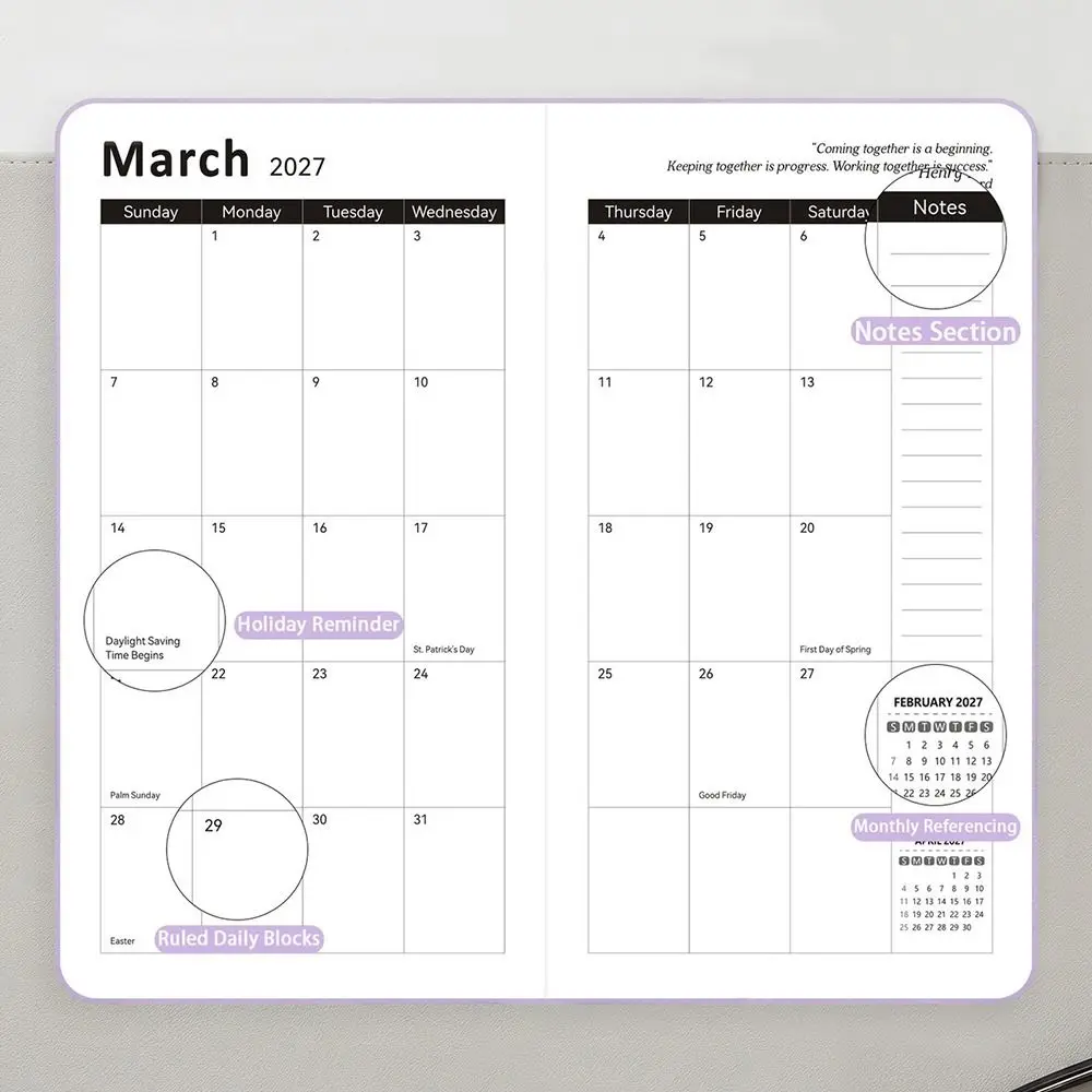 Portable 2027 Schedule Planner Notepad Lightweight Wear-resistant To-do List Notebook Time Management Thick Paper