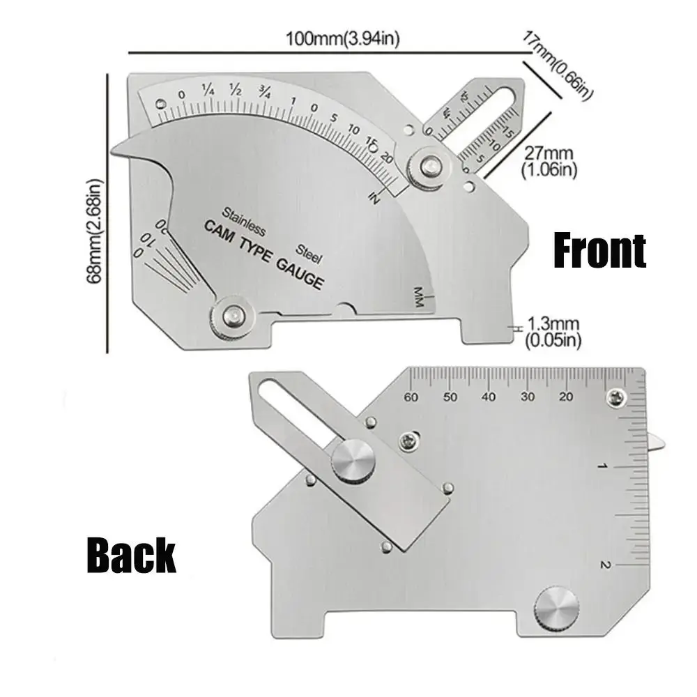 بوصة/مم كام نوع لحام التفتيش حاكم دقيق قابل للتعديل فيليه لحام مقاييس المحمولة الفولاذ المقاوم للصدأ