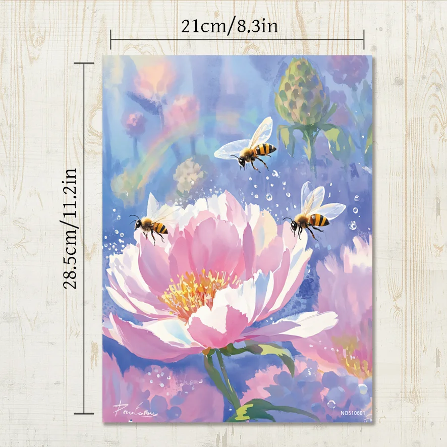 Bees and Flowers Adult Coloring Book - 8.3x11.2 inches Stress relief coloring book 22 pages of art therapy illustrations to reli