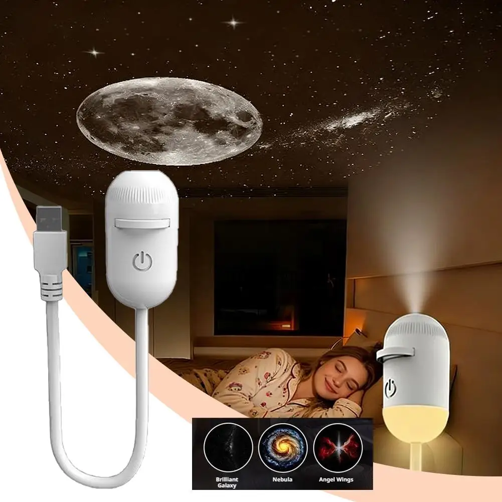 

Проекционная лампа HD Galaxy Star Night Sky с USB-подключением, холодный белый свет, регулируемая яркость, 3 режима, Plug & Play, светодиодный атмосферный светильник