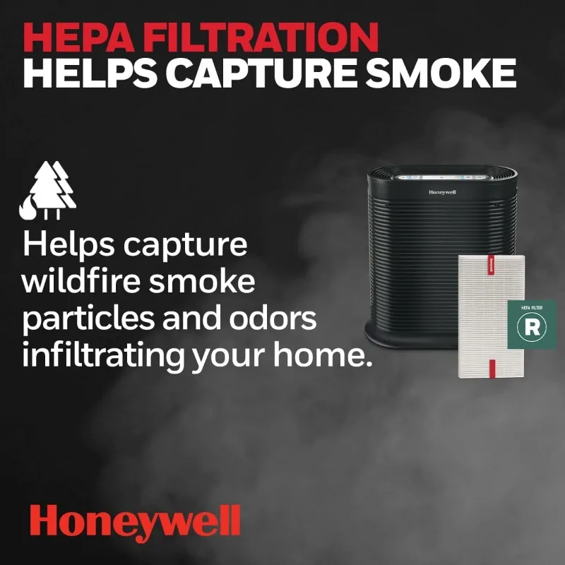 Honeywell AllergenPlus HEPA Air Purifier, Airborne Allergen Reducer for Large Rooms, Reduces Allergens, Smoke, Wildfire Smoke